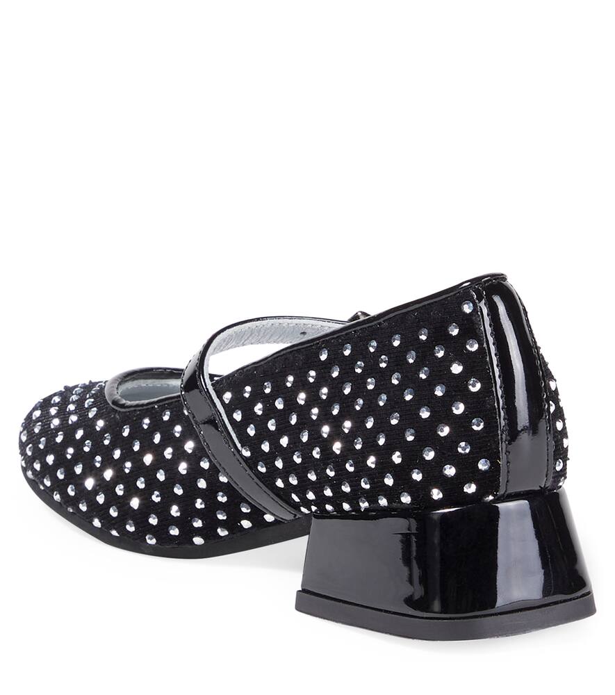 Monnalisa Dorothy Embellished Velvet Ballet Flats In Black