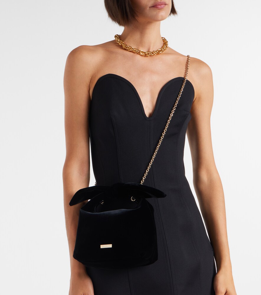 Aquazzura Bow Tie Small velvet tote bag