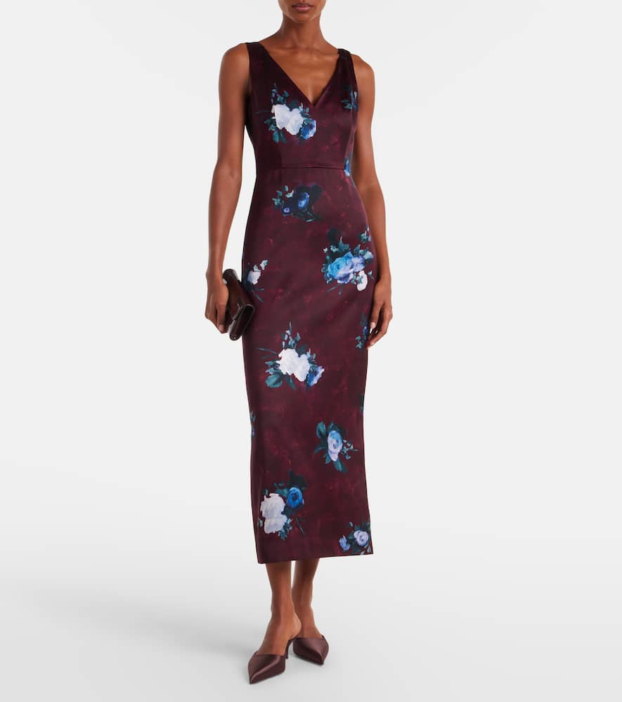 Erdem Floral Duchesse Cocktail Dress In Multi