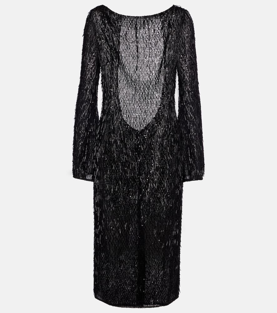 Dolce & Gabbana Sequined Midi Dress In Black