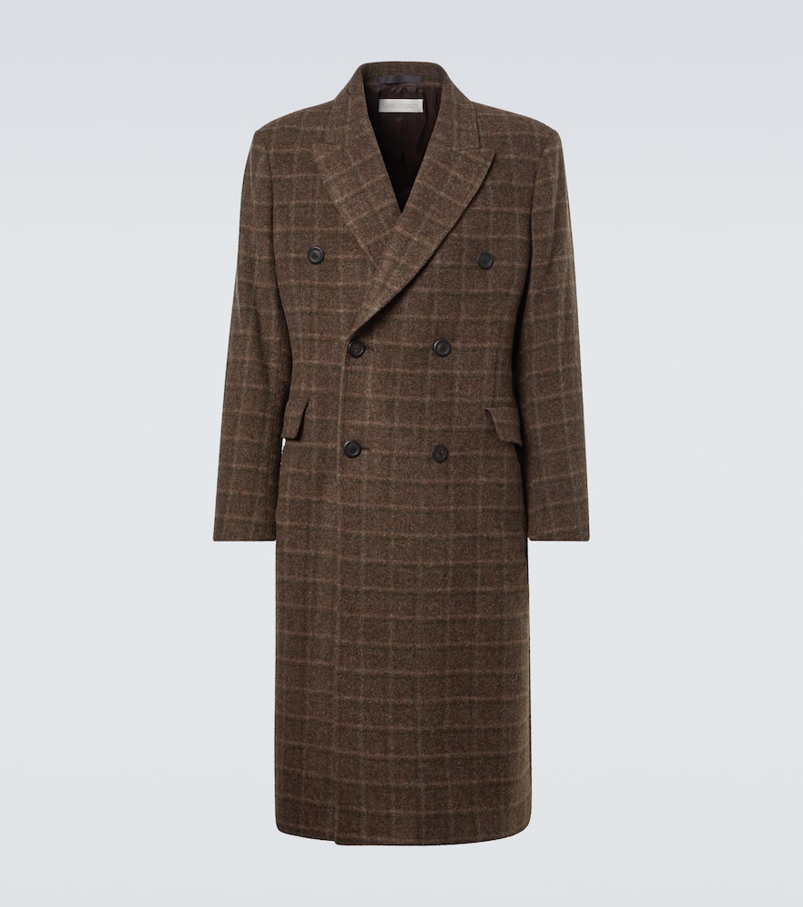 Whale checked virgin wool coat
