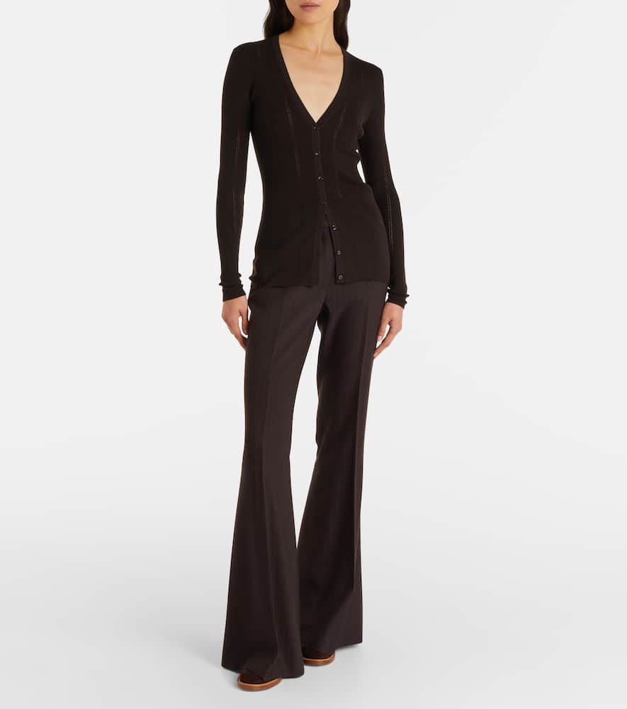 Gabriela Hearst Lillian Pointelle-knit Wool Cardigan In Black