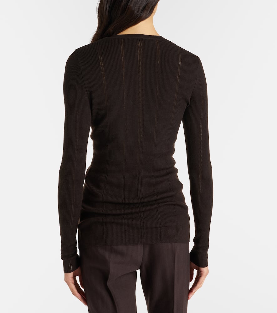 Gabriela Hearst Lillian Pointelle-knit Wool Cardigan In Black