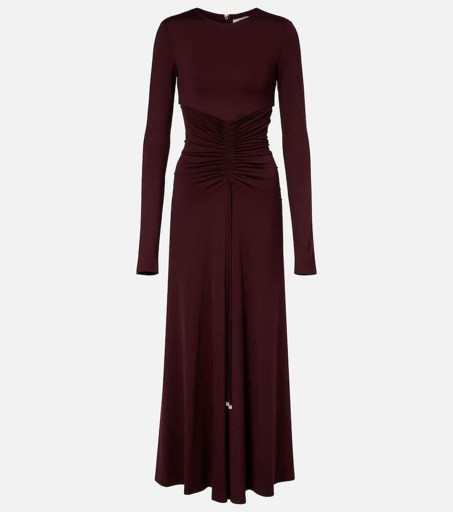 Max Mara Jersey Ruched Maxi Dress In Black