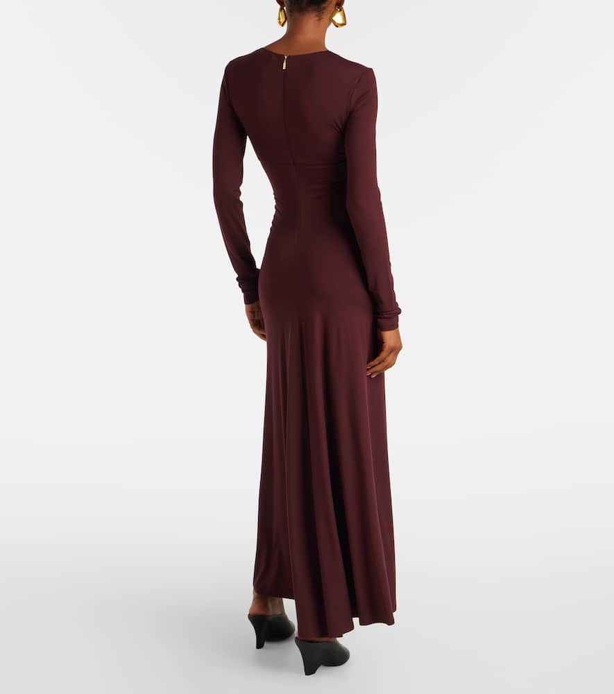 Max Mara Jersey Ruched Maxi Dress In Black