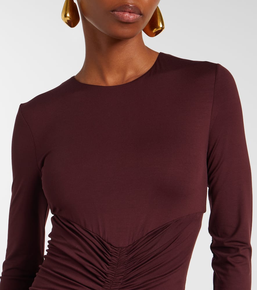 Max Mara Jersey Ruched Maxi Dress In Black