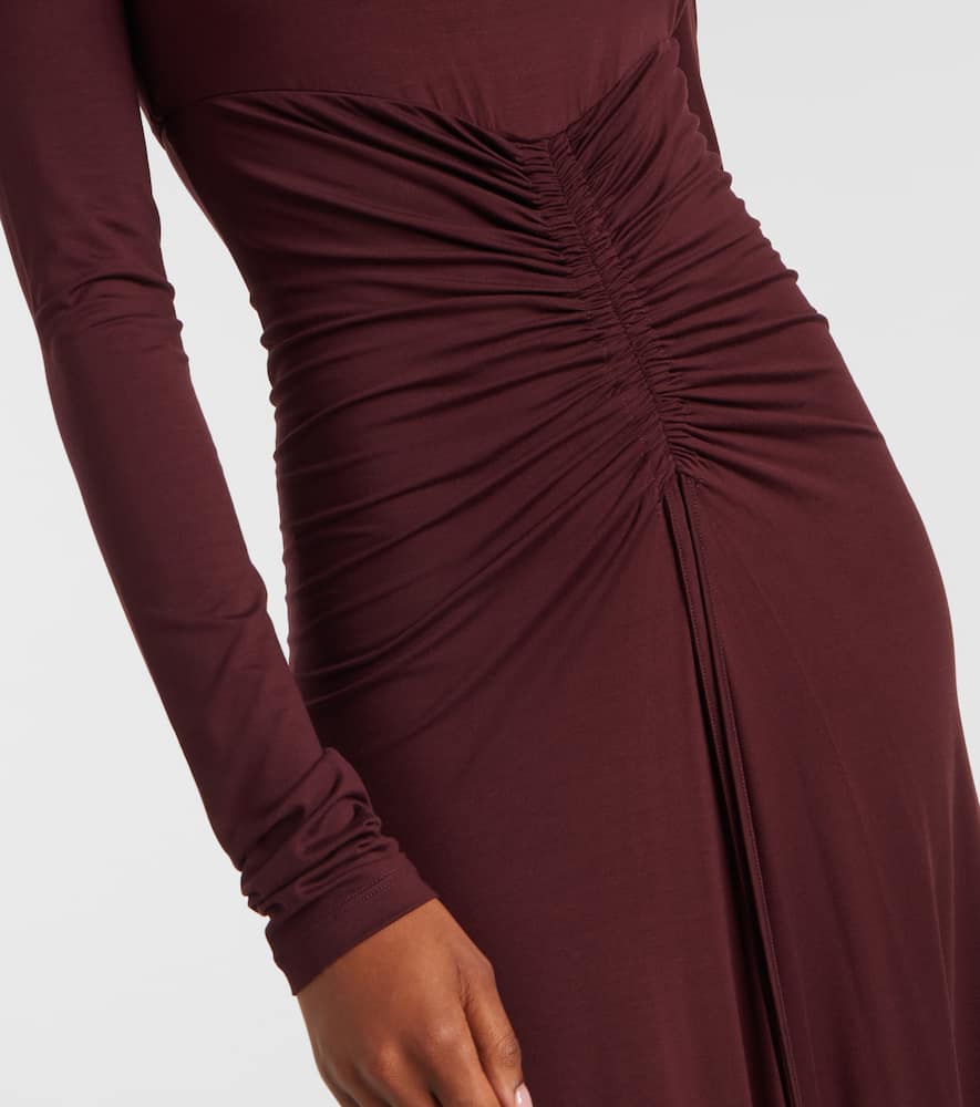 Max Mara Jersey Ruched Maxi Dress In Black