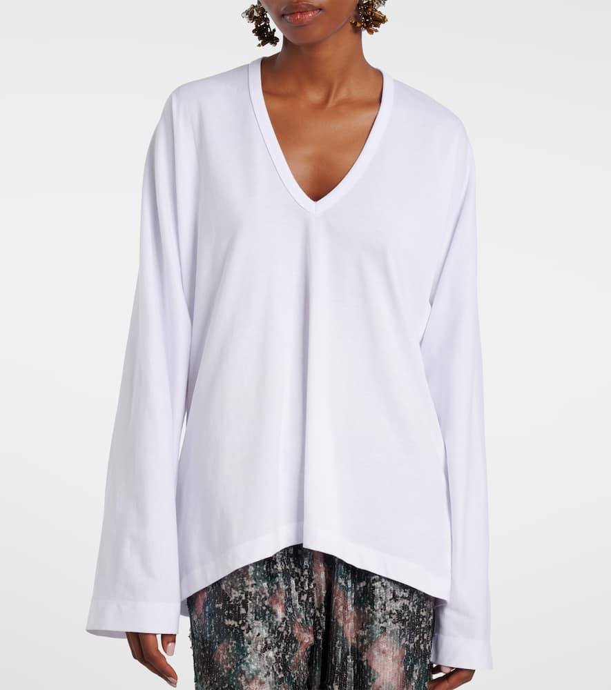 Dries Van Noten Top Aus Baumwoll-jersey In White