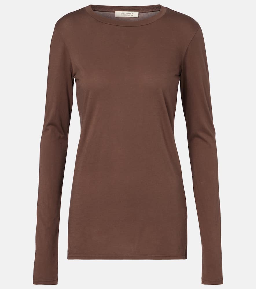 Nili Lotan Susana Cotton Jersey T-shirt In Brown