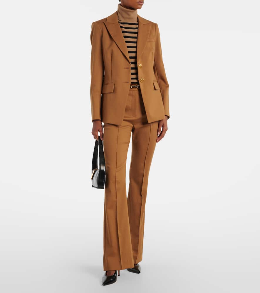 Veronica Beard Gracie Belted Wool Flared Pants In Neutral