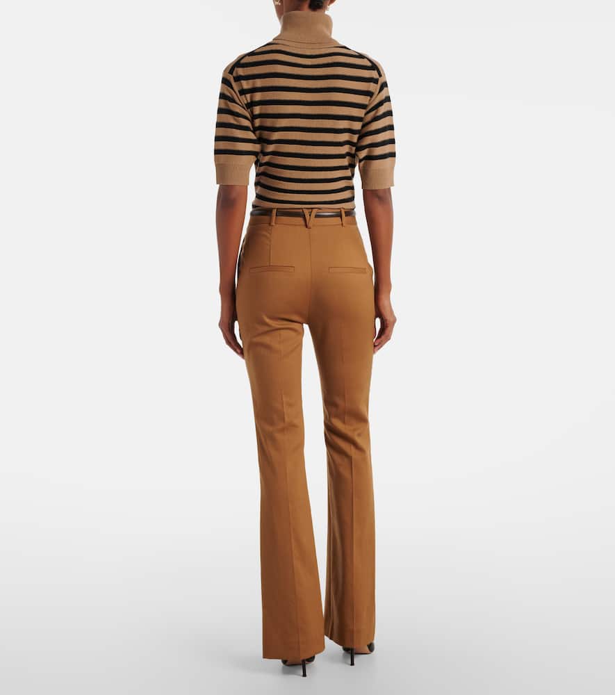 Veronica Beard Gracie Belted Wool Flared Pants In Neutral