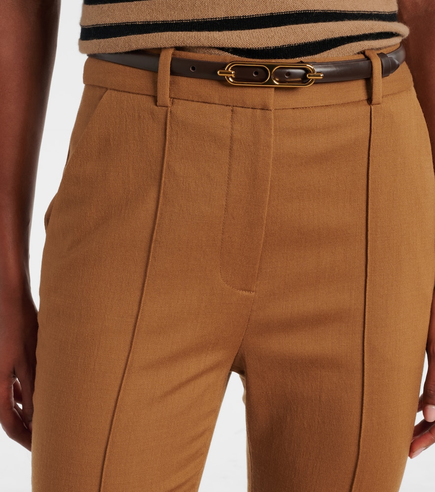 Veronica Beard Gracie Belted Wool Flared Pants In Neutral