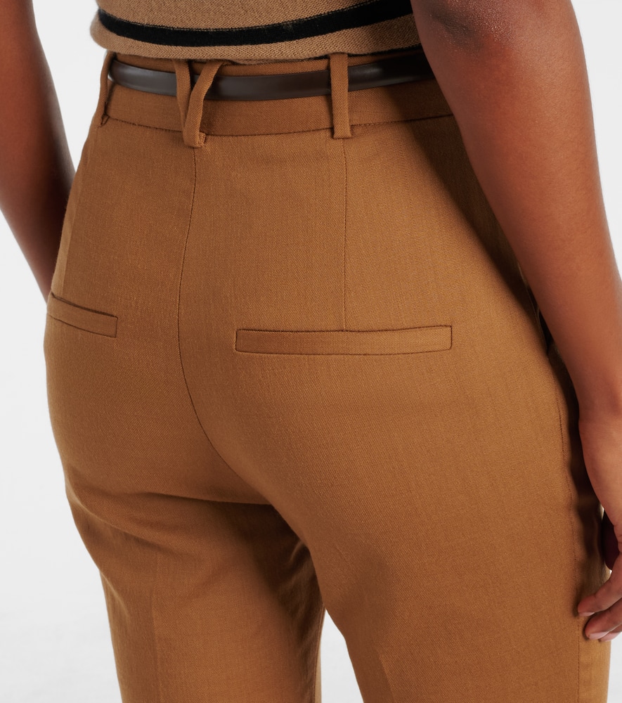 Veronica Beard Gracie Belted Wool Flared Pants In Neutral
