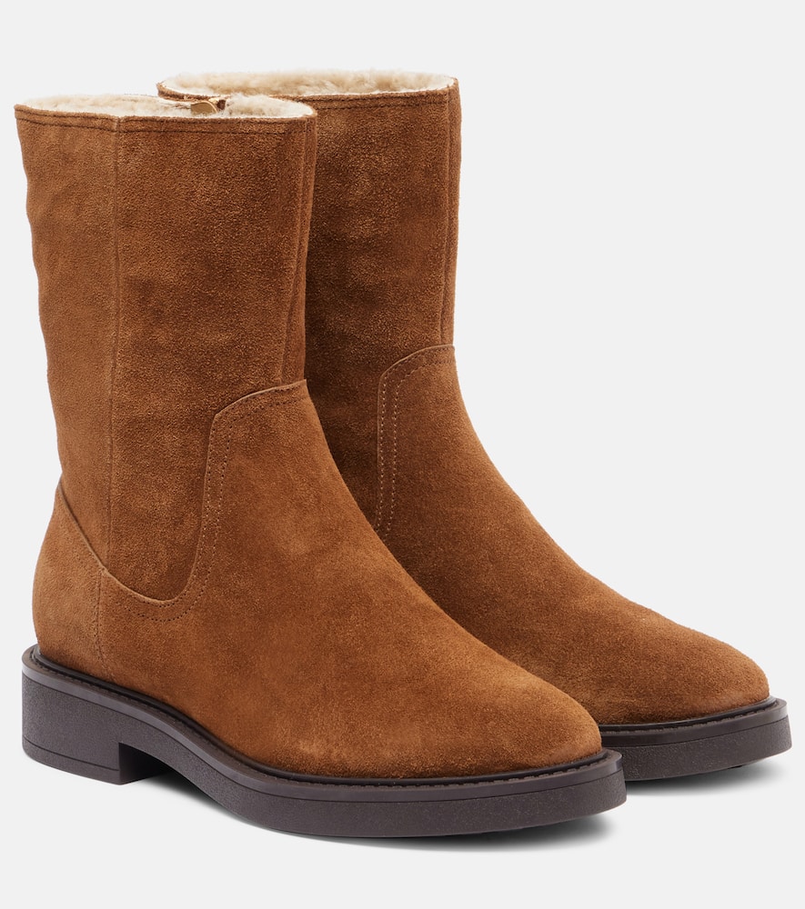 Veronica Beard Creswell Suede Mid-calf Boots In Brown