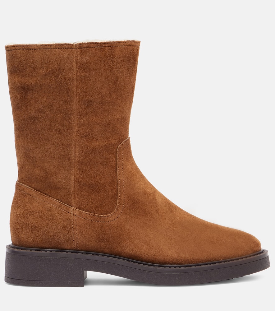 Veronica Beard Creswell Suede Mid-calf Boots In Brown