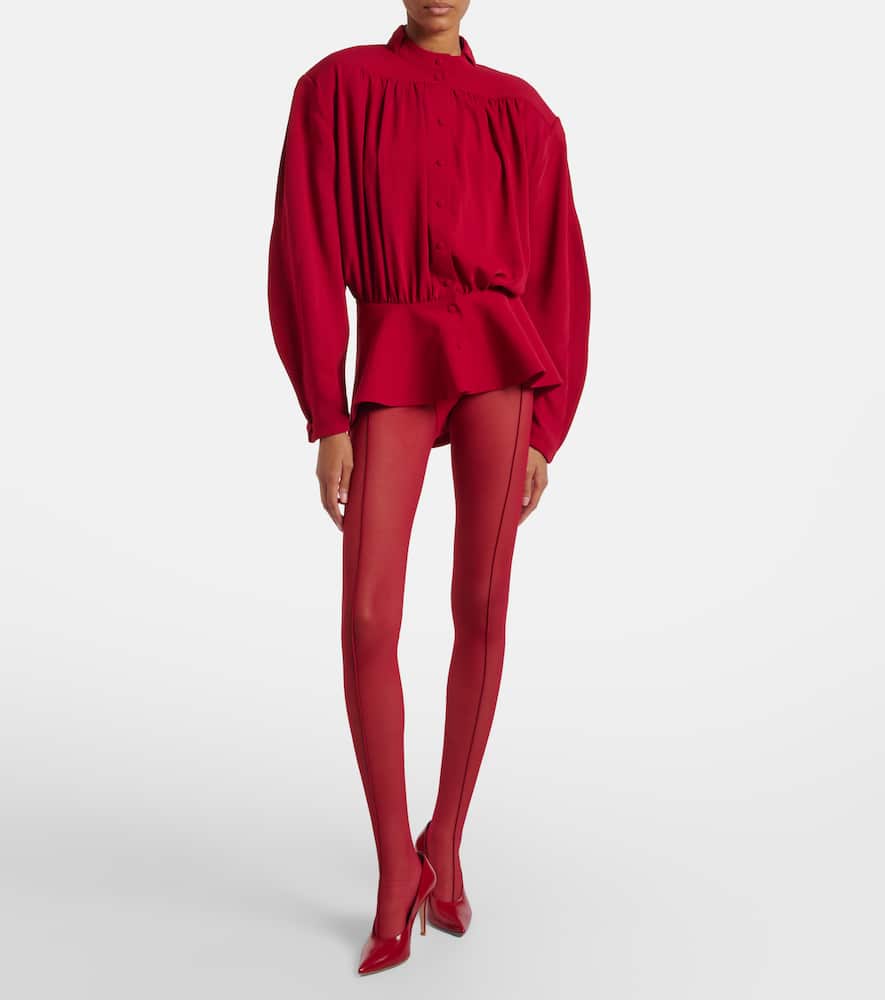 Mugler Re/edit Sheer Tulle Tights In Red