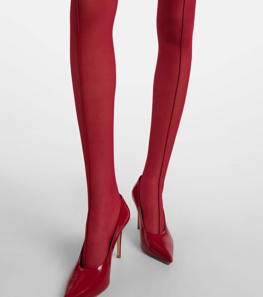 Mugler Re/edit Sheer Tulle Tights In Red