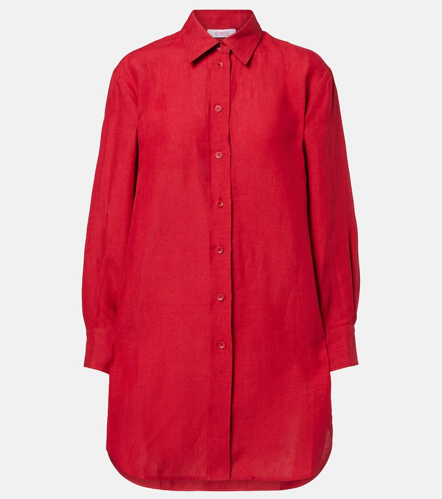 Eres Mignonette Oversized Linen Shirt In Red