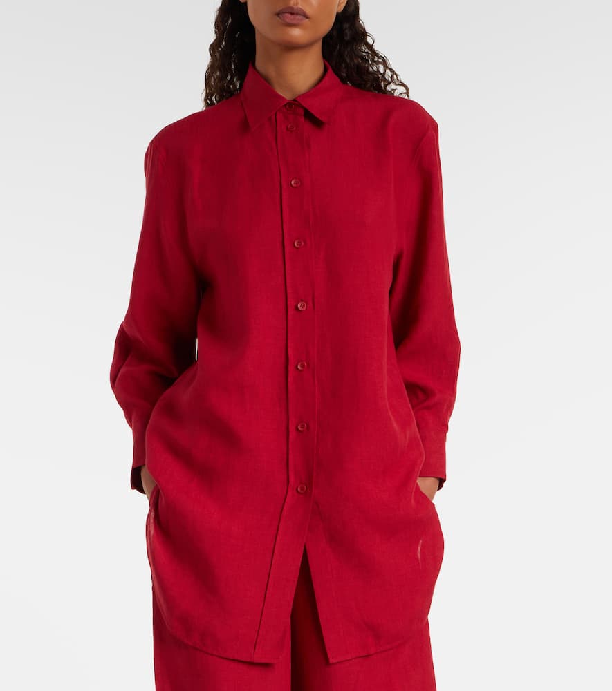 Eres Mignonette Oversized Linen Shirt In Red