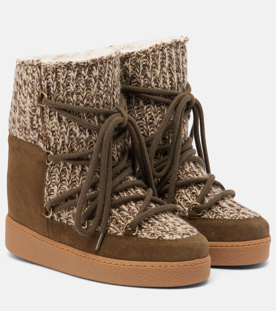 Isabel Marant Suede-trimmed Snow Boots In Green
