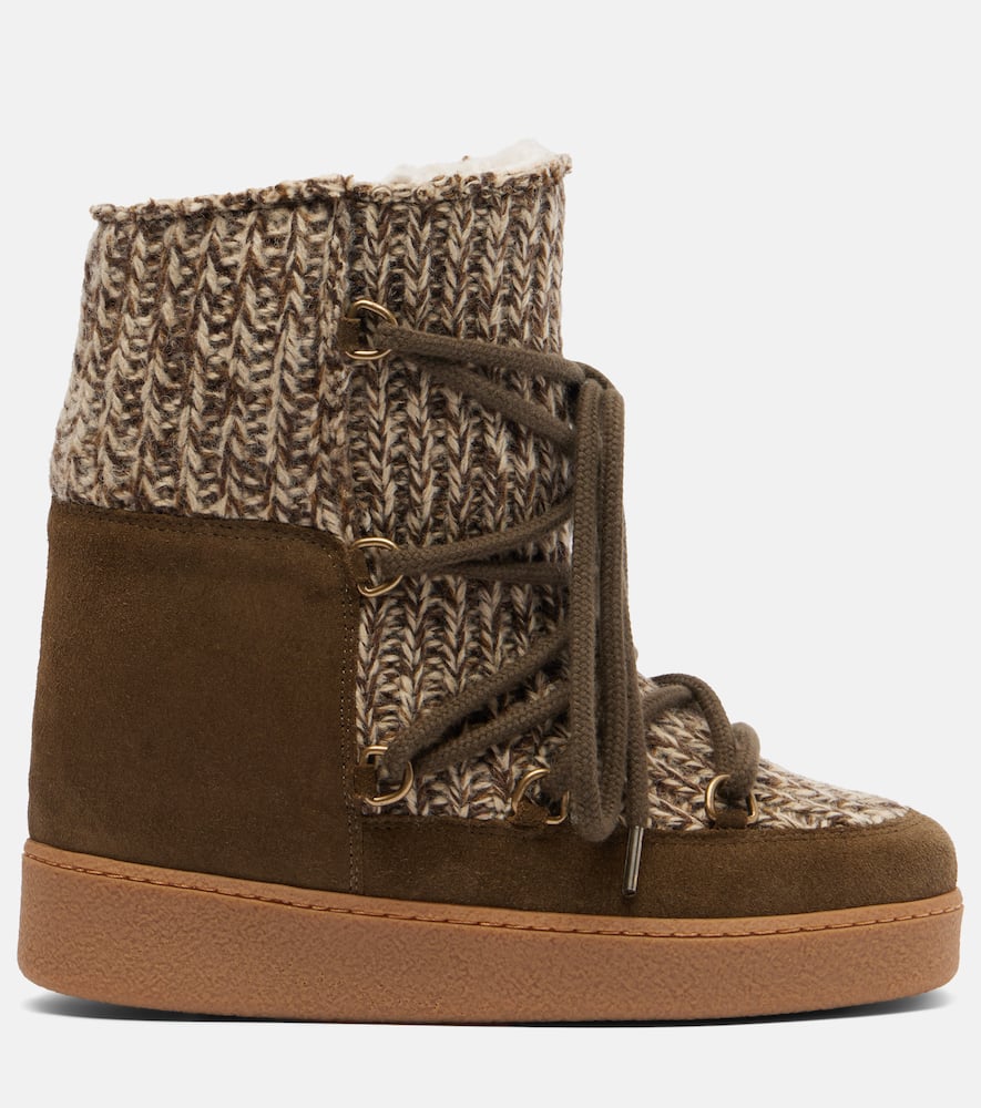 Isabel Marant Suede-trimmed Snow Boots In Green