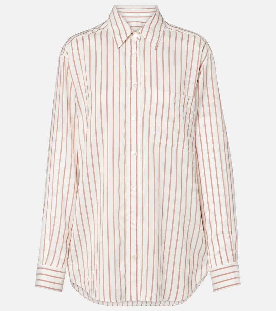 The Row Gavina Striped Silk Shirt In Multi