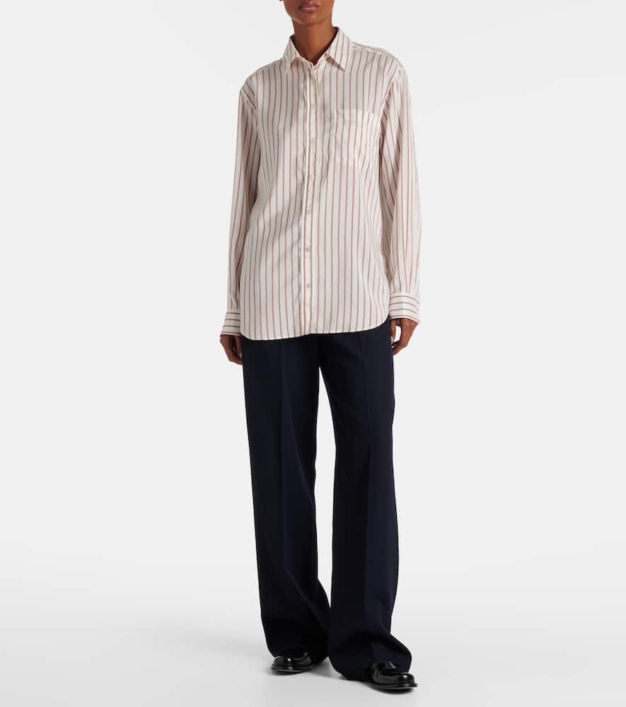 The Row Gavina Striped Silk Shirt In Multi