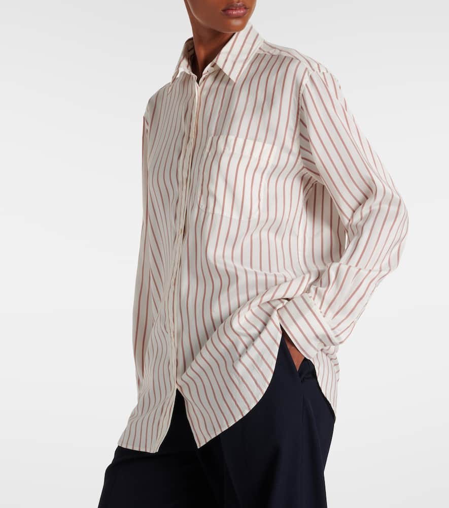 The Row Gavina Striped Silk Shirt In Multi