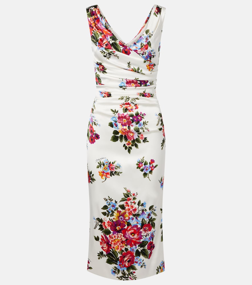 Dolce & Gabbana Draped floral satin midi dress