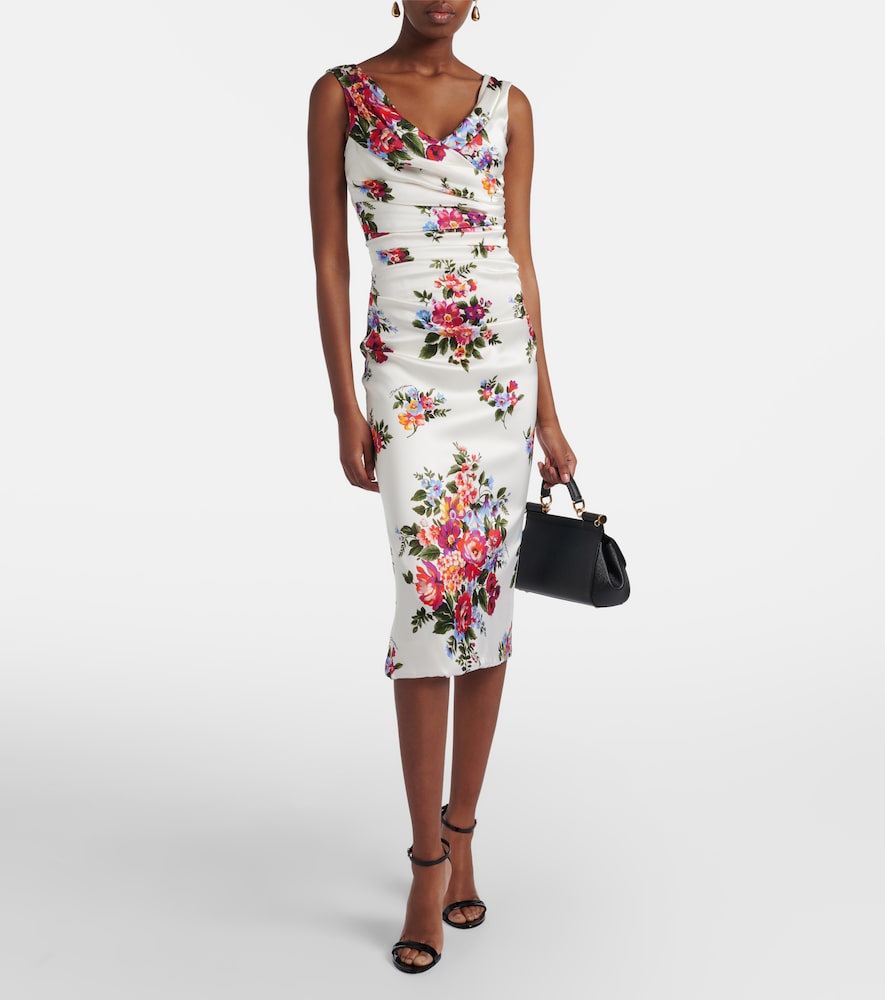 Dolce & Gabbana Draped floral satin midi dress