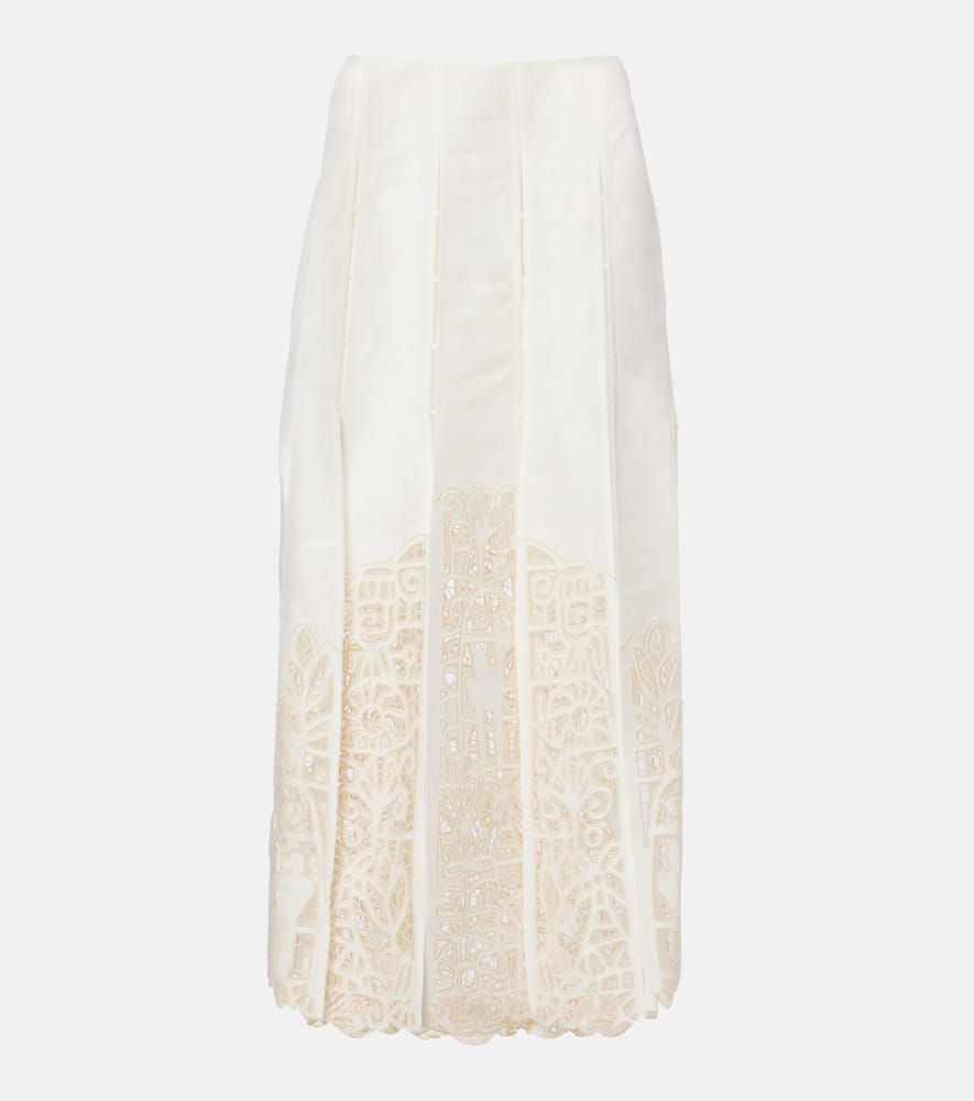 AlÃ©mais Gonna midi Rosemary in misto lino con ricamo