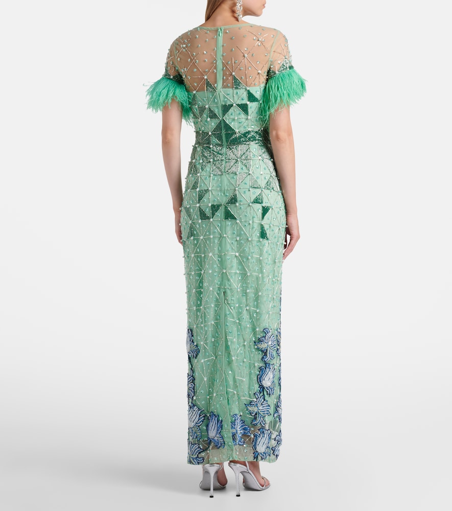  La Fuori Lã  Fuori Embellished Feather-trimmed Gown 