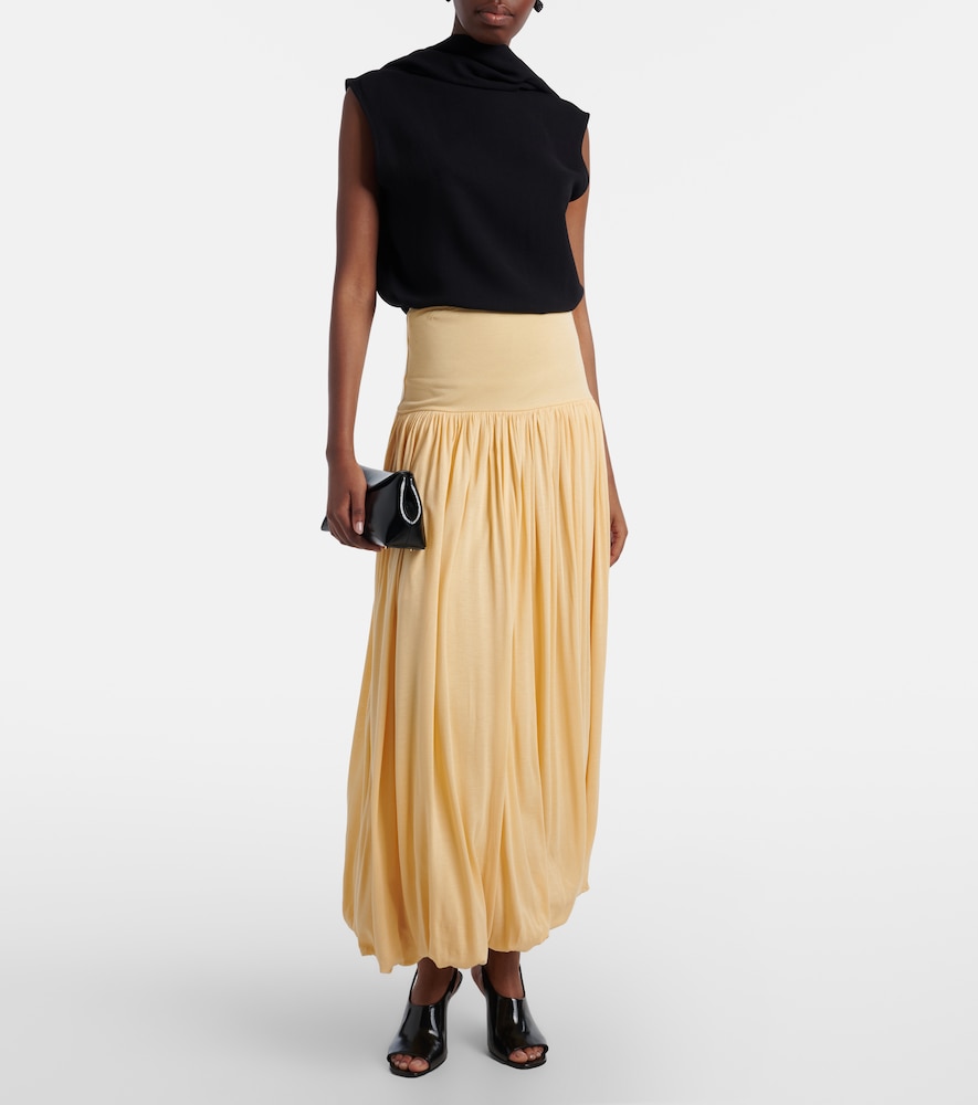 Toteme Gathered jersey midi skirt
