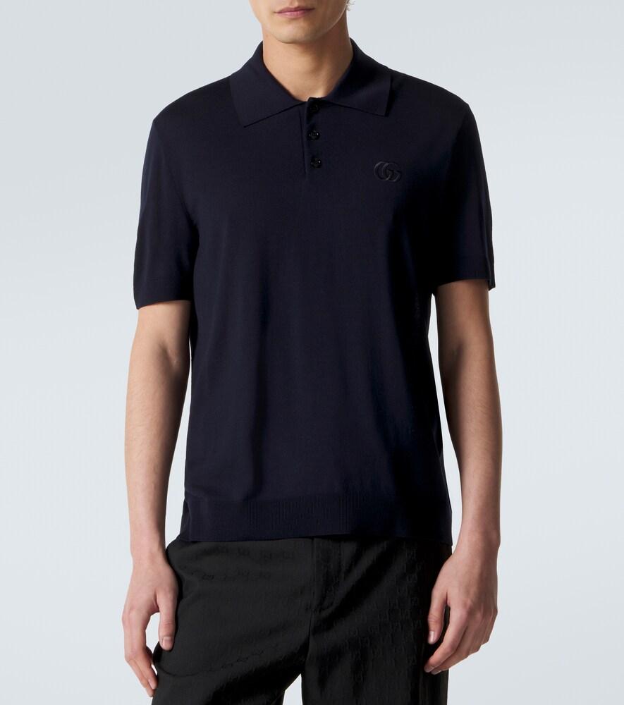  Gucci Gucci Double G Wool Polo Shirt 