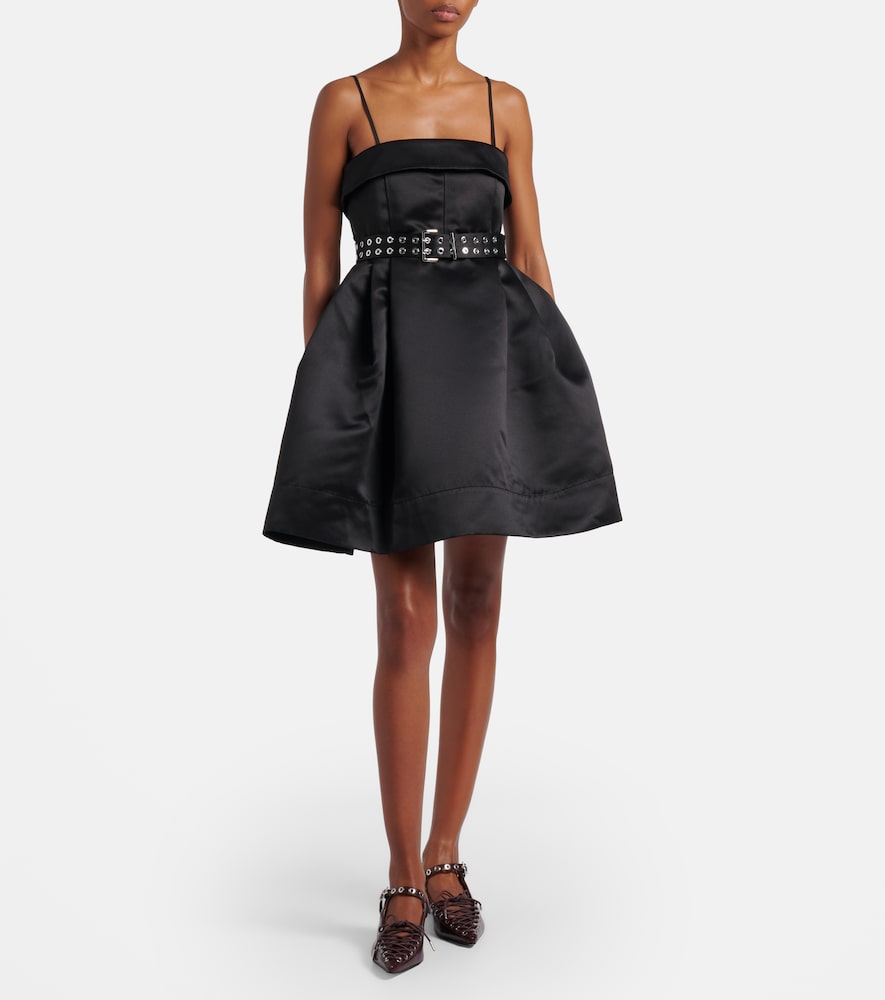 Ganni Belted satin minidress