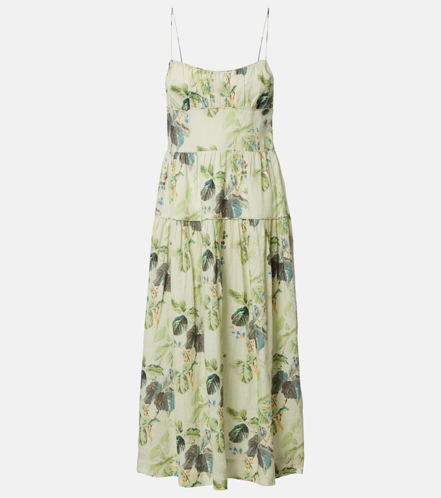 Doen Dôen Benoit floral ramie midi dress
