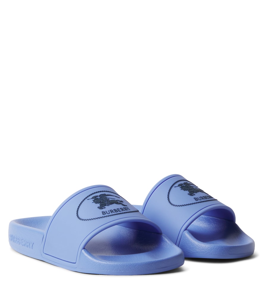 Burberry Kids Blue Ekd Slides UK Size 12 - Mytheresa