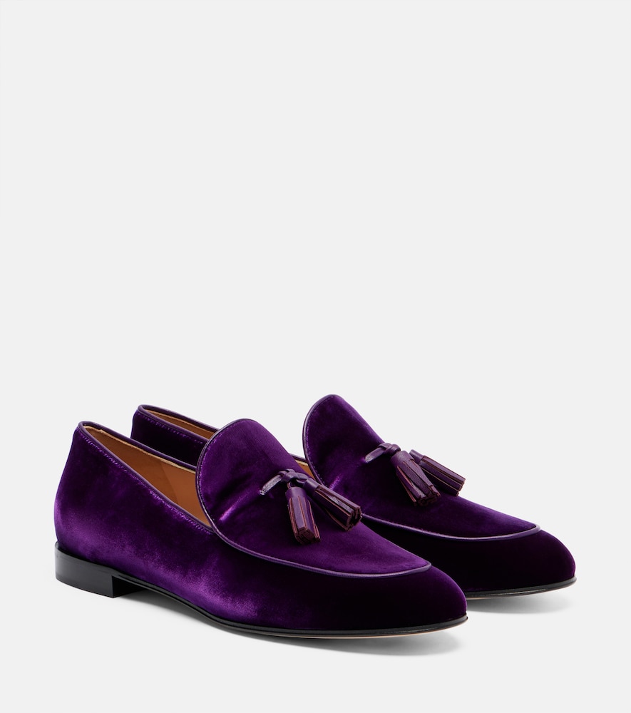 Loafers aus Samt mit Quasten