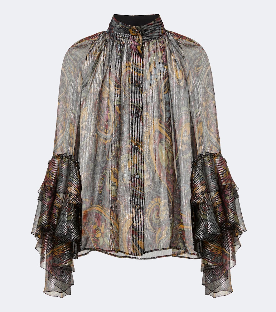 Paisley Silk-Blend Lamé Blouse