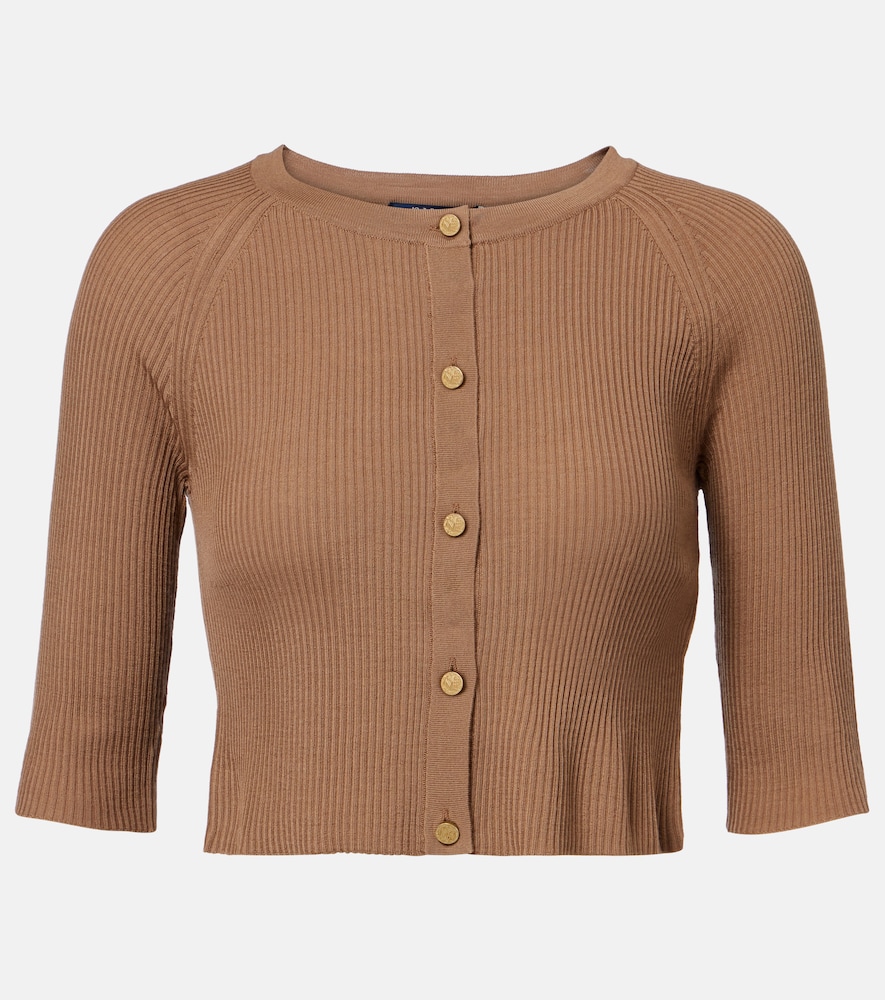 Cardigan cropped in lana vergine