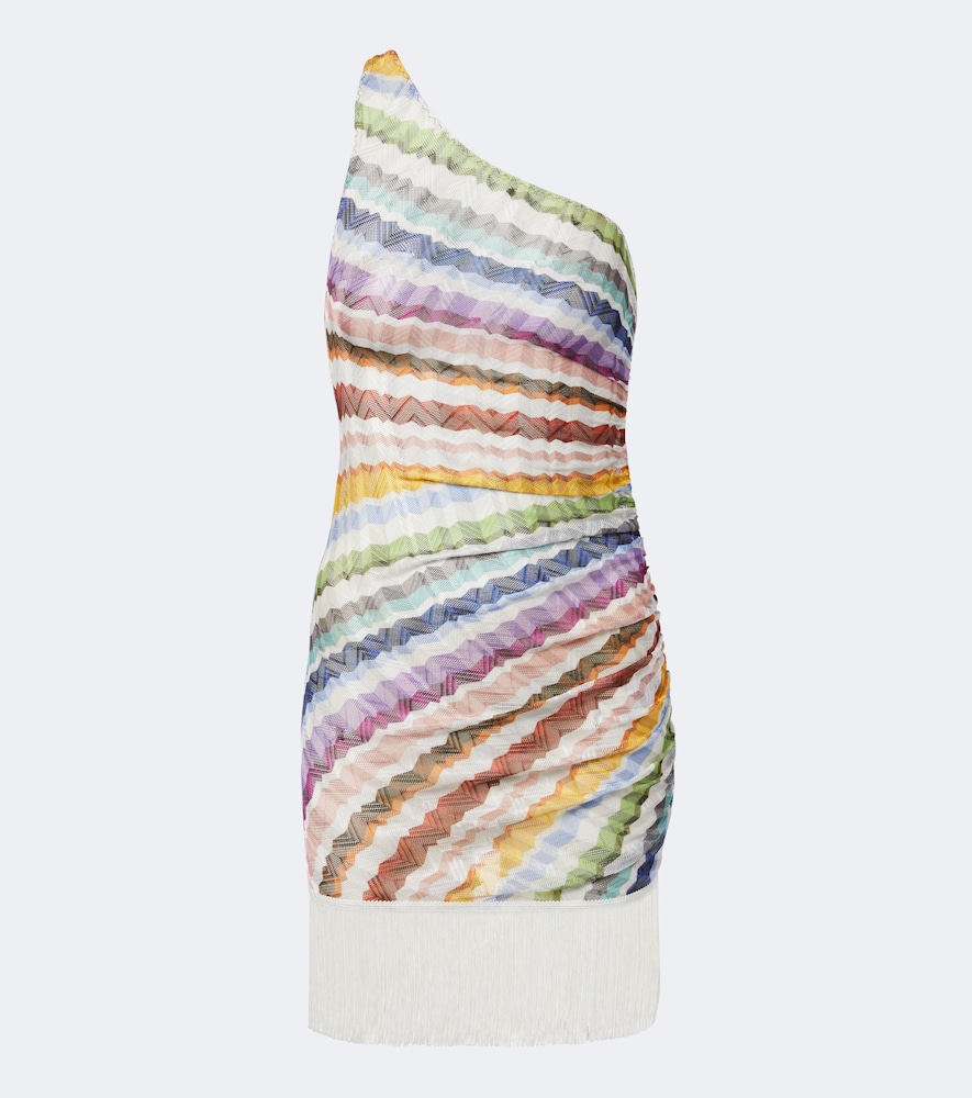 One-Shoulder Strandkleid Chevron