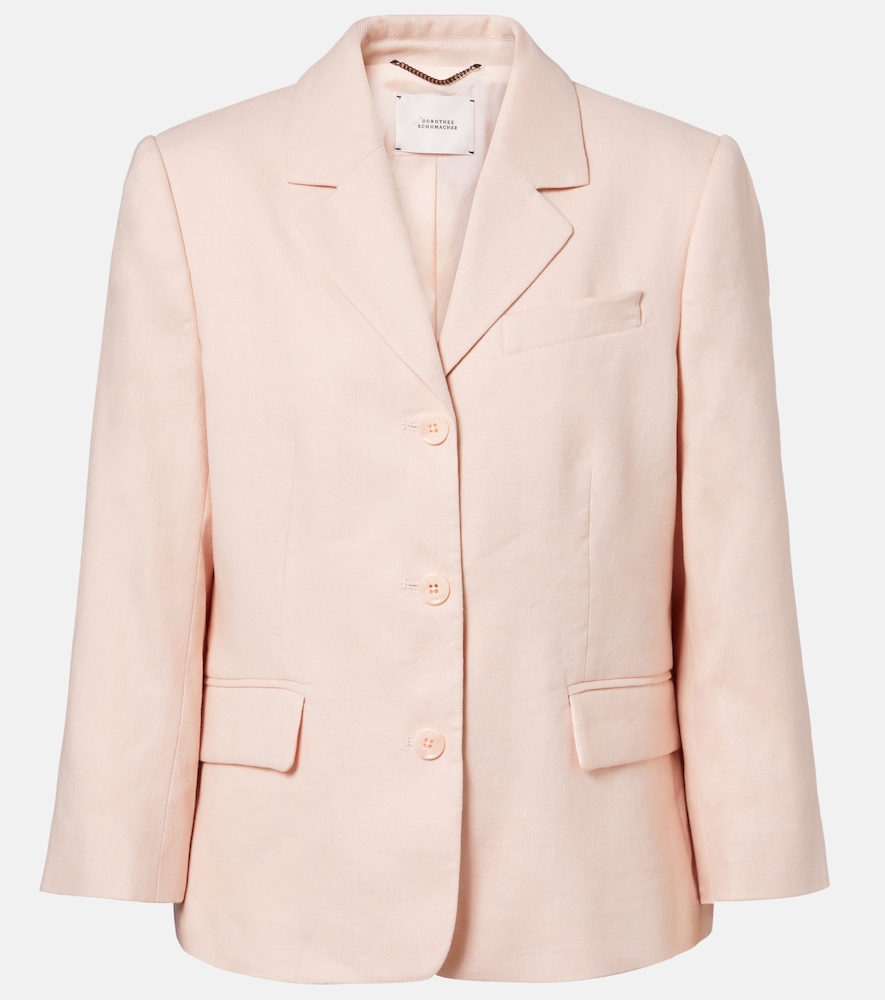 Dorothee Schumacher Women's Pink Casual Sophistication Linen And Cotton Blazer UK Size 14 - Mytheresa