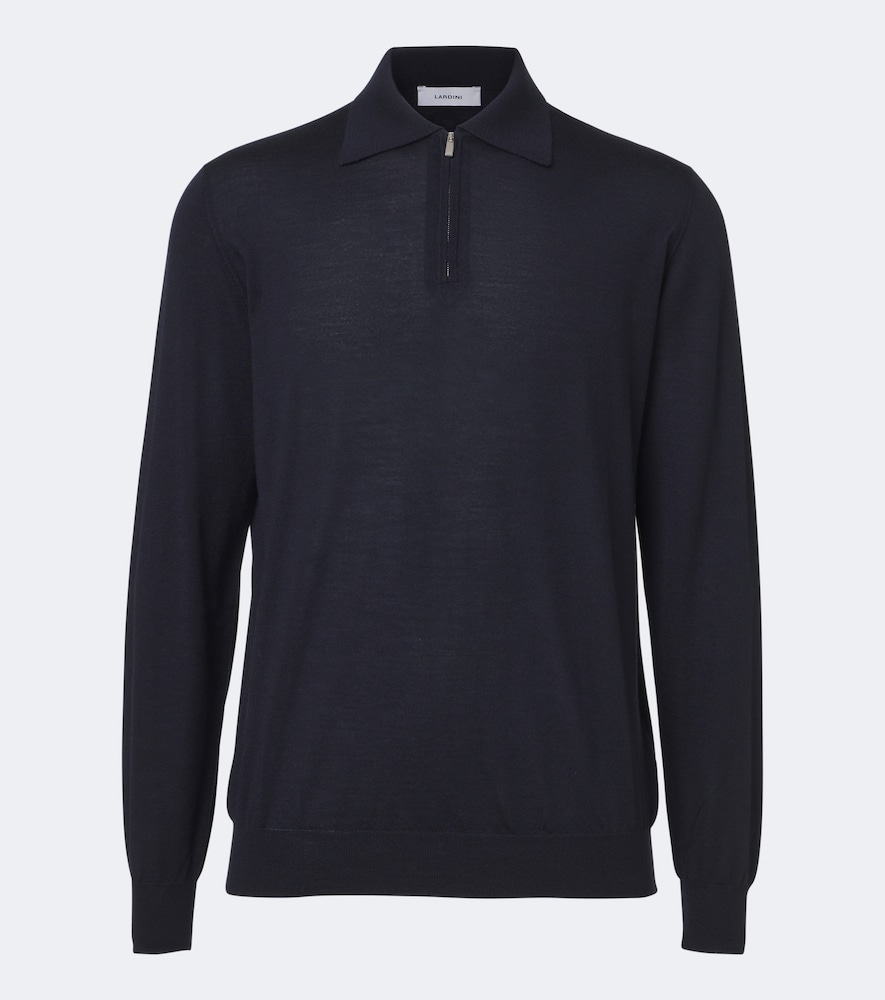 Lardini Wool, Silk, And Cashmere Polo Sweater In Blue