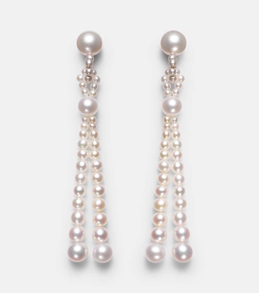 Sophie Bille Brahe Opera 14kt gold earrings with freshwater pearls