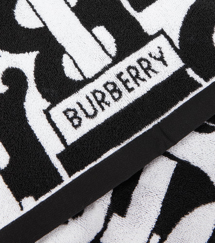 Burberry Monogram Cotton Jacquard Towel In Black