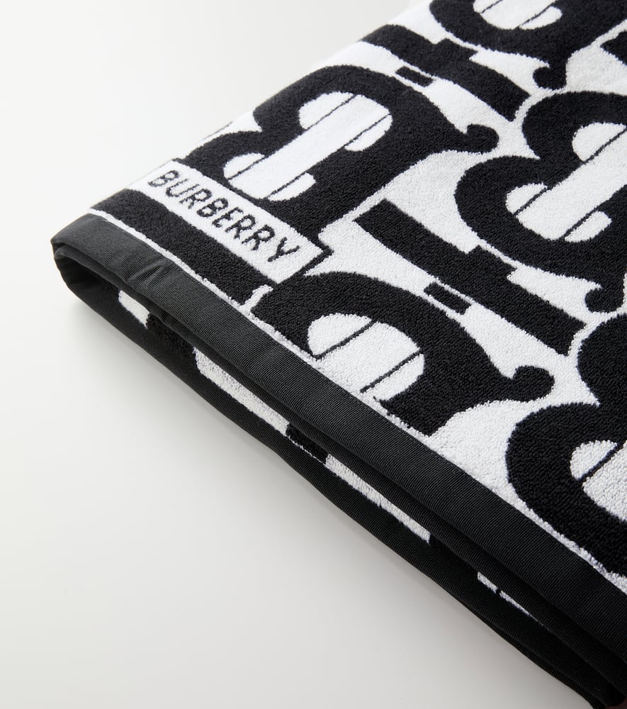Burberry Monogram Cotton Jacquard Towel In Black