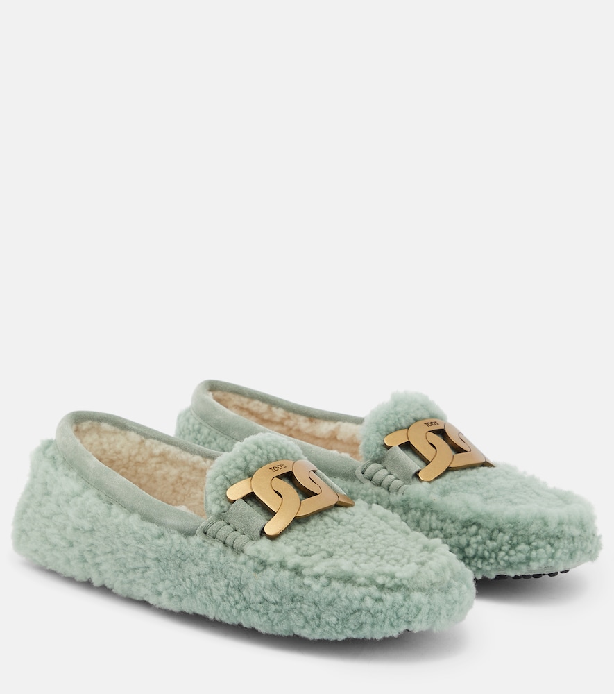 Tod's Women's Green Gommino Shearling Loafers UK Size 1.5 - Mytheresa