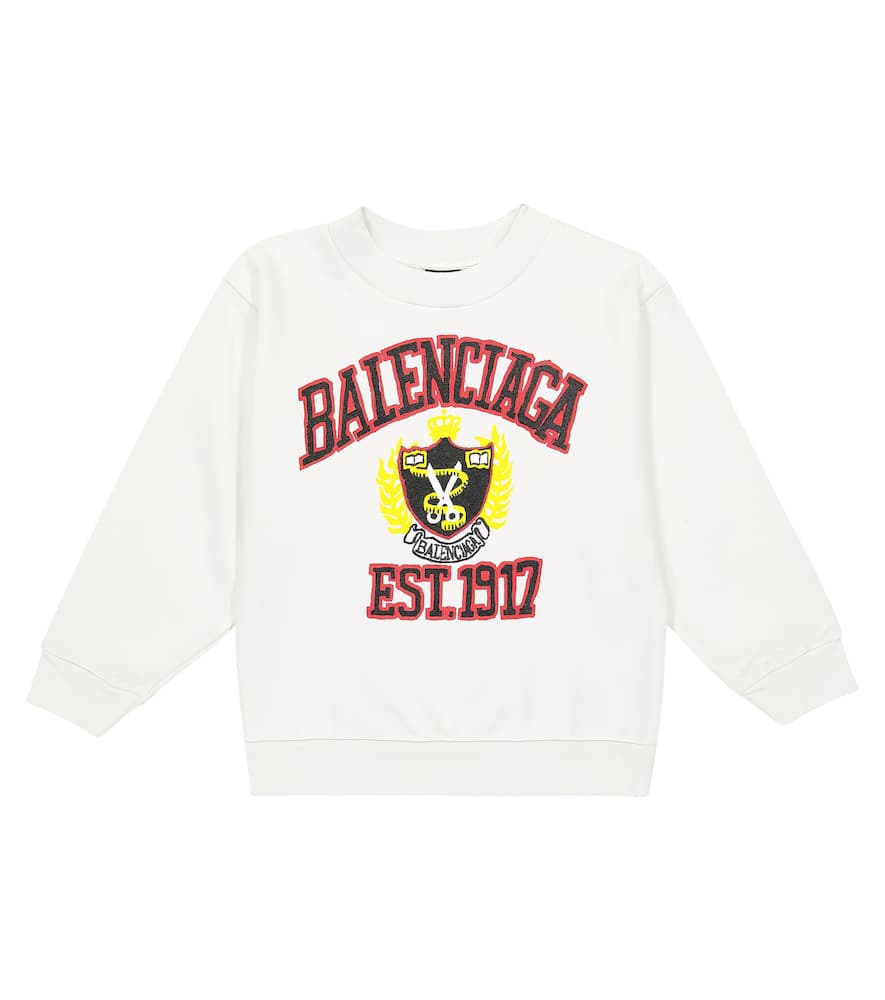 Balenciaga Logo Cotton Jersey Sweatshirt In Dirty White