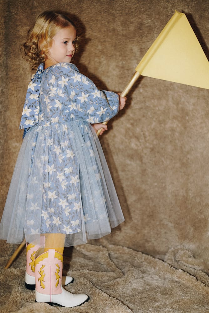 Paade Mode Floral Tulle Dress In Blue