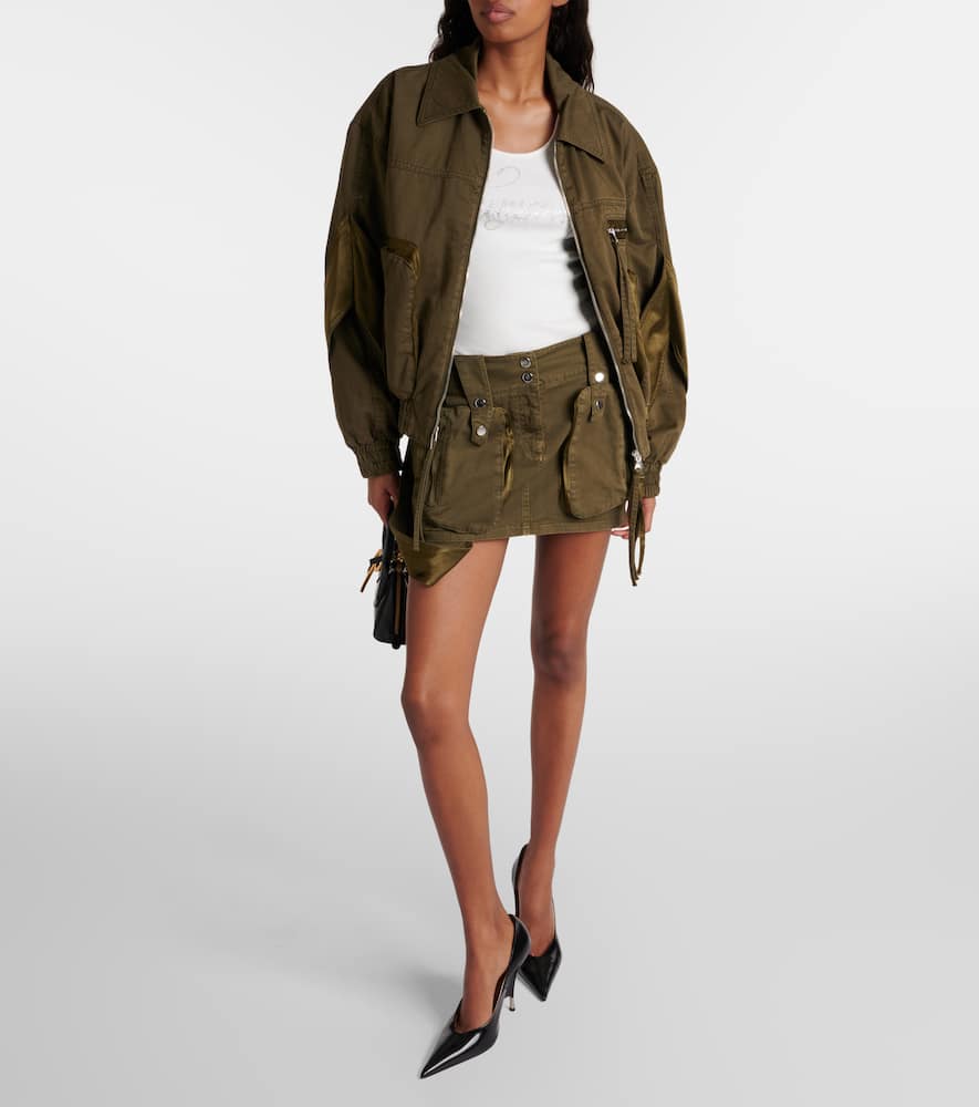 Blumarine Olive Green Medium Waist Miniskirt In Militare